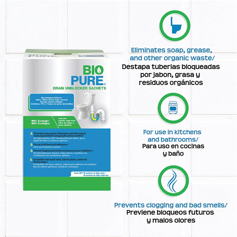 Biopure - Drain Unblocker Sachets - Detapacaños 