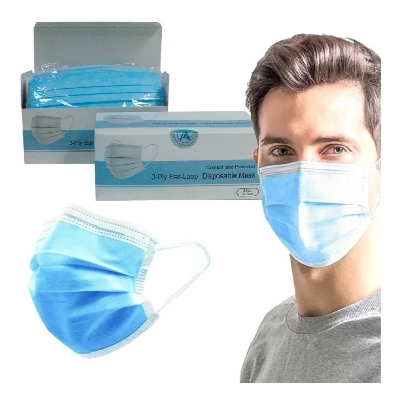 Tapabocas Cubrebocas 3 Capas Con Filtro Protector 50 Piezas