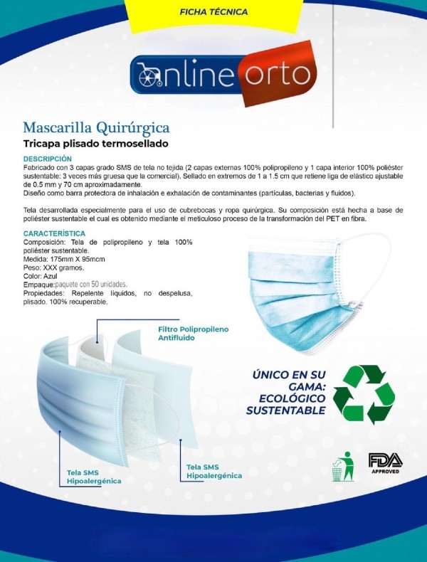 Tapabocas Cubrebocas 3 Capas Con Filtro Protector 50 Piezas