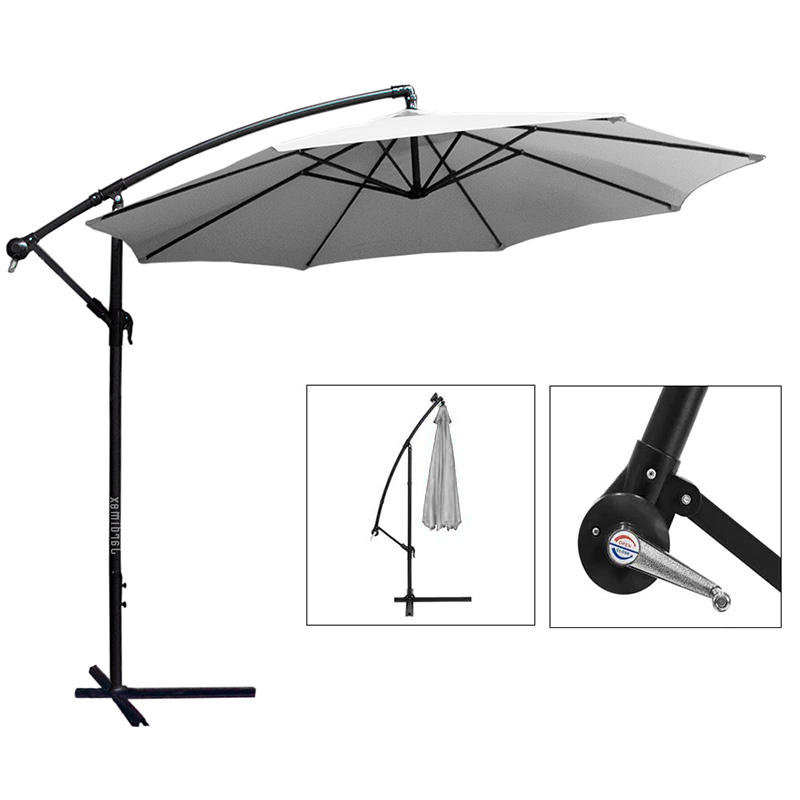 Sombrilla Lateral 3m Diametro Jardin Sol Exterior Blanco