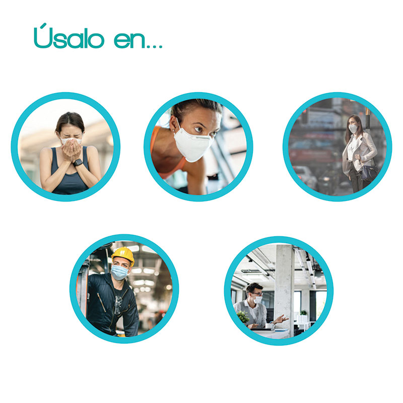 Cubre bocas de 5 capas KN95 - Mascarilla de máxima protección para partículas PM 2.5 - Resorte ergonómico que no lastima - 10 pzas.