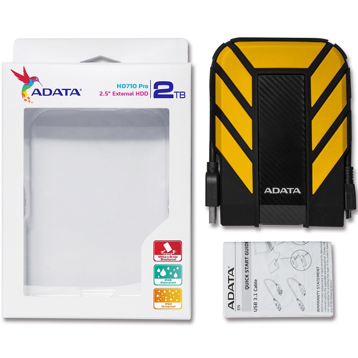Disco Duro Externo Adata HD710 PRO 2 TB USB 3.0 Amarillo AHD710P-2TU31-CYL