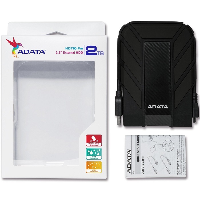 Disco Duro Externo Adata HD710 PRO 2 TB USB 3.0 Negro AHD710P-2TU31-CBK.