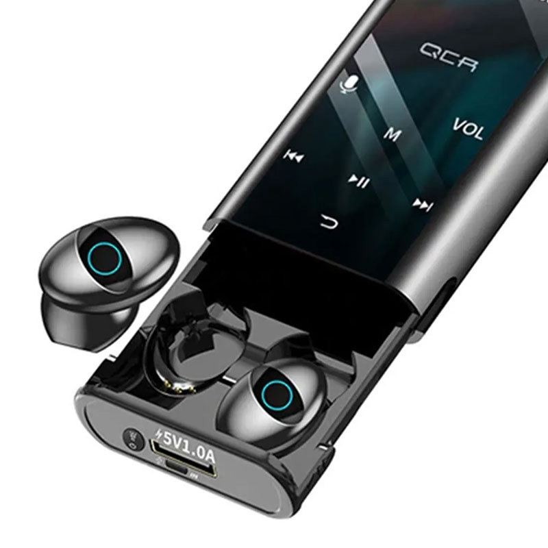 Reproductor Mp3 Touch con Audifonos Manos Libres y Power Bank Mega Bass