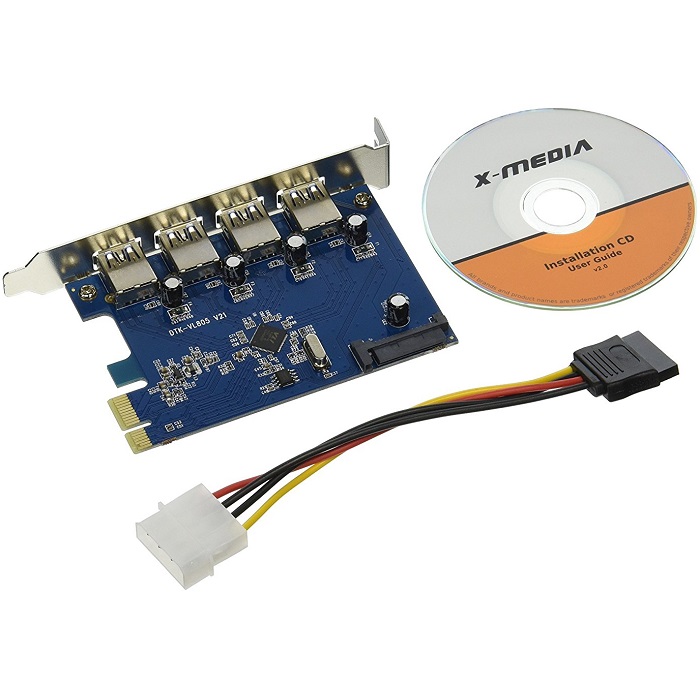 Tarjeta PCI-E Con 4 Puertos USB 3.0 SuperSpeed X-Media XM-UB3204