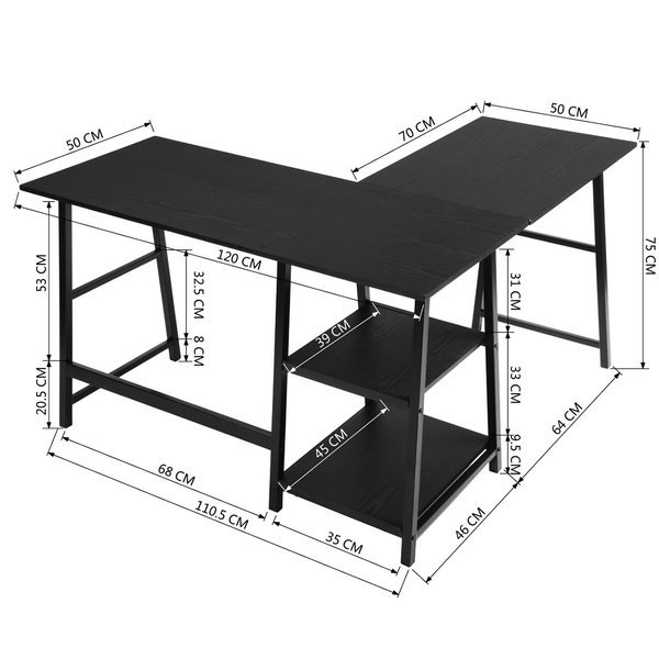 ESCRITORIO para Computadora en Forma de L (Negro) FurnitureR