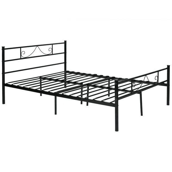 FurnitureR Estructura de cama de metal con cabecera y pie de cama- cama doble