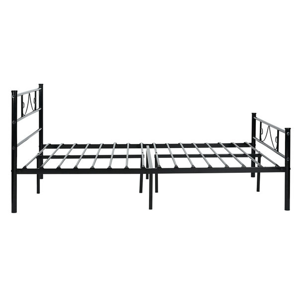 FurnitureR Estructura de cama de metal con cabecera y pie de cama- cama doble