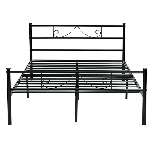 FurnitureR Estructura de cama de metal con cabecera y pie de cama- cama doble