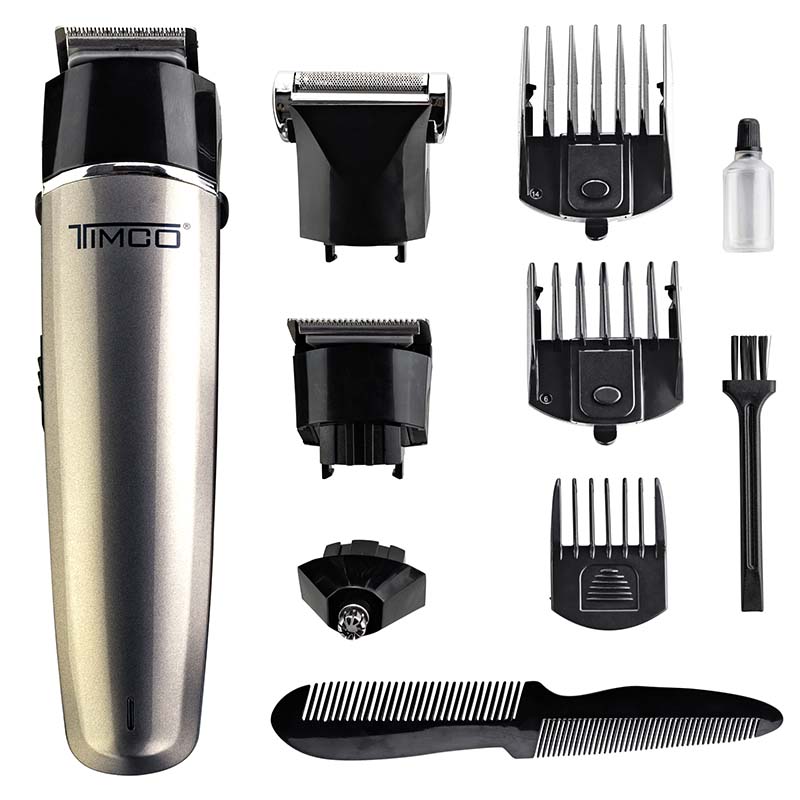 Rasuradora Electrica Recargable, Afeitadora, Perfiladora, Kit de 13 piezas Timco PG-200