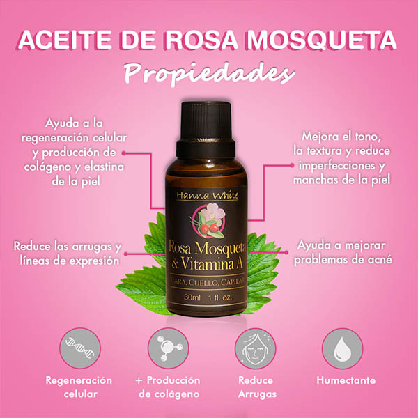 Aceite Concentrado de Rosa Mosqueta y Vitamina A para Cara, Cuello y Capilar I 30ml 