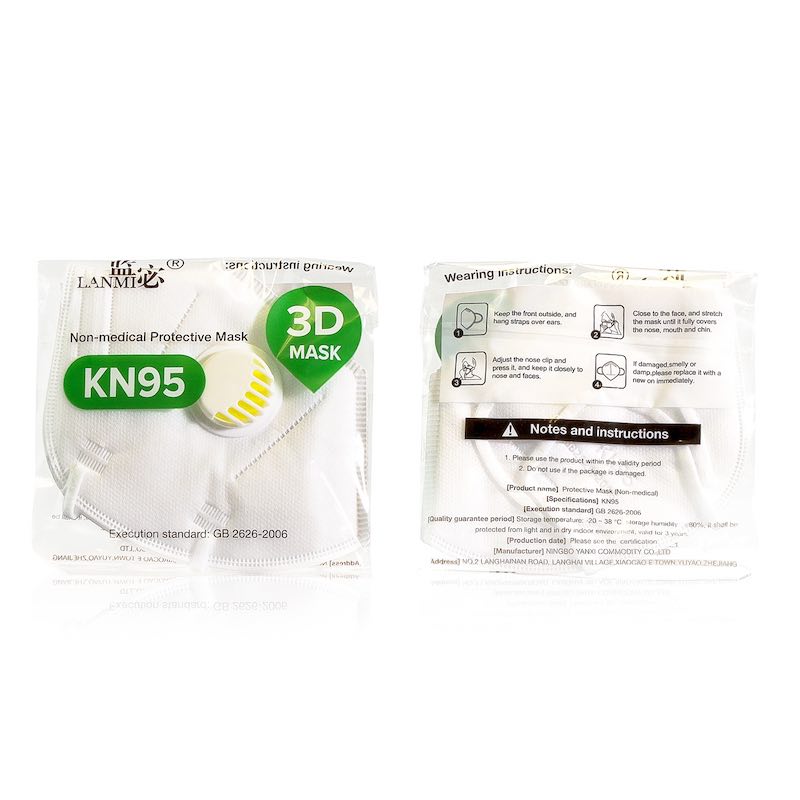 Cubrebocas KN95 Válvula Filtro 5 Capas FDA CE Certificado - 1 pz 