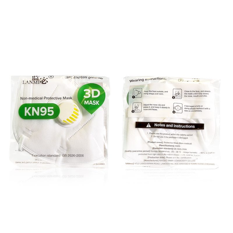 Cubrebocas KN95 Válvula Filtro 5 Capas FDA CE Certificado - 10 pzs 
