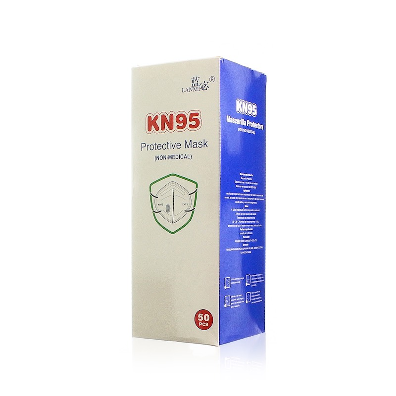 Cubrebocas KN95 Válvula Filtro 5 Capas FDA CE Certificado - 50 pzs 