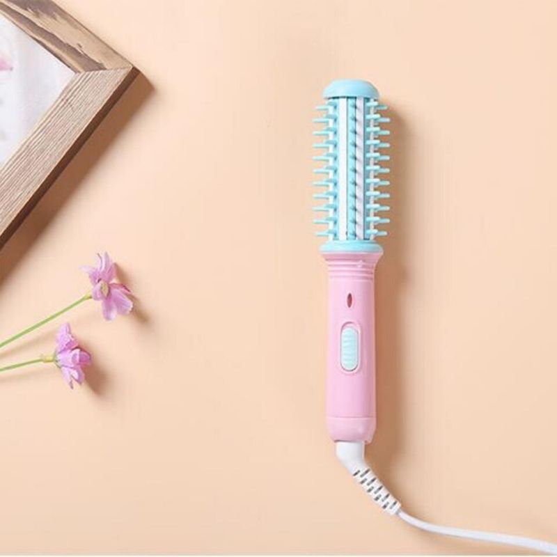 Mini Cepillo Rizador de Cabello Eléctrico, LBP, Portátil, 17.5cm (6.8in) - Color Rosa/Azul