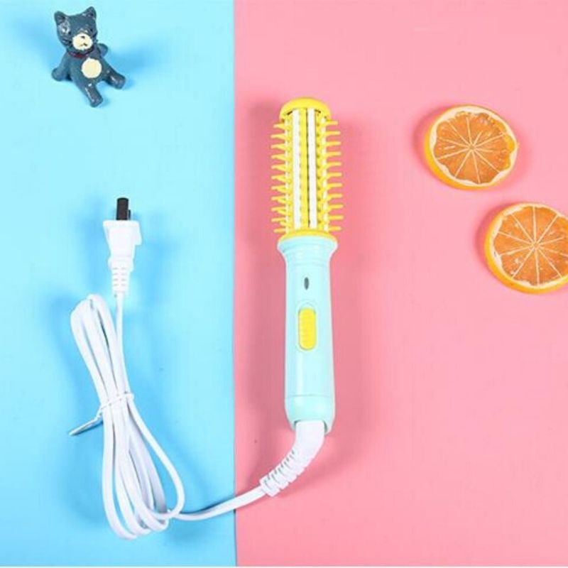 Mini Cepillo Rizador de Cabello Eléctrico, LBP, Portátil, 17.5cm (6.8in) - Color Rosa/Azul