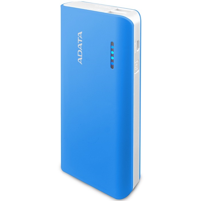 Bateria Portatil USB Adata PT100 Power Bank Cargador 10000mAh Azul/Blanco APT100-10000M-5V-CBLWH