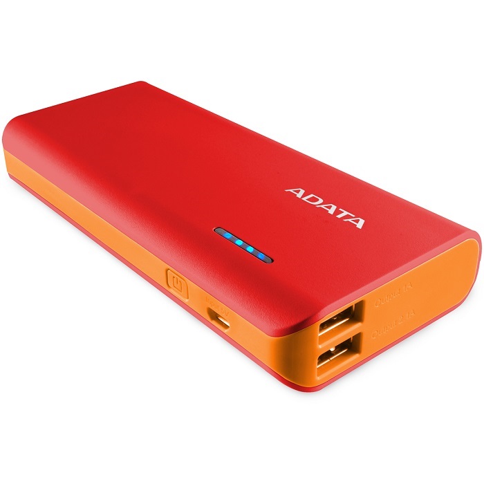 Bateria Portatil USB Adata PT100 Power Bank Cargador 10000mAh Rojo/Naranja APT100-10000M-5V-CRDOR