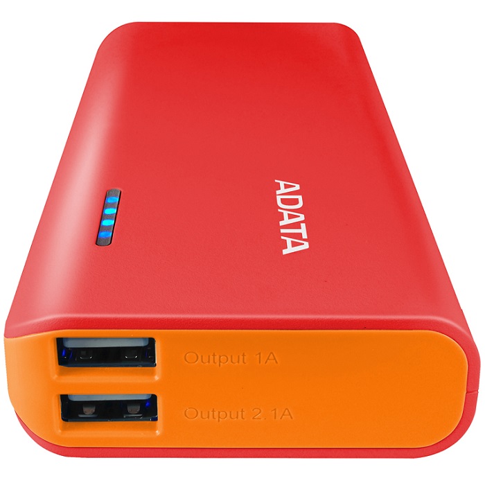 Bateria Portatil USB Adata PT100 Power Bank Cargador 10000mAh Rojo/Naranja APT100-10000M-5V-CRDOR
