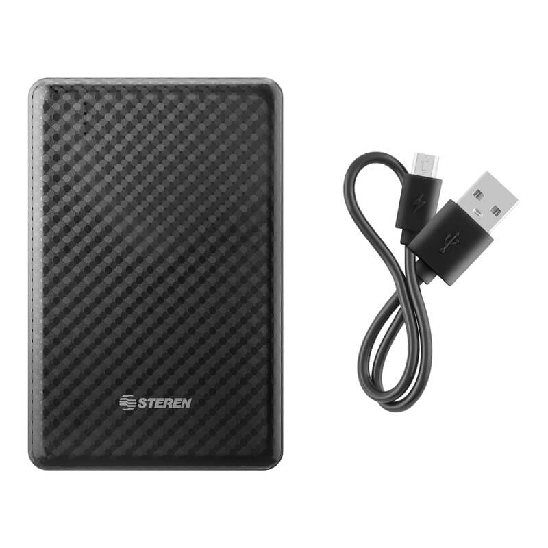 Power Bank de 5,000 mAh, texturizada color negro 
