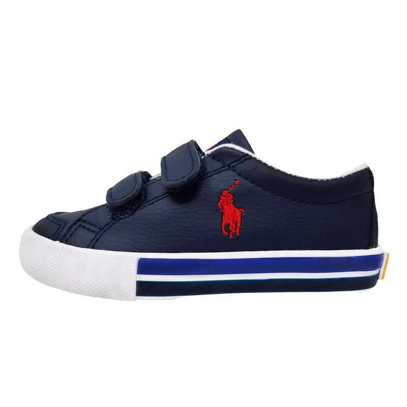 Tenis Polo Ralph Lauren Para Niño Tipo Piel Velcro Azul Marino