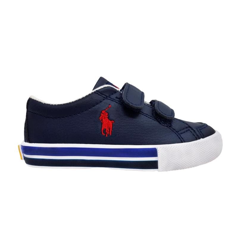Tenis Polo Ralph Lauren Para Niño Tipo Piel Velcro Azul Marino