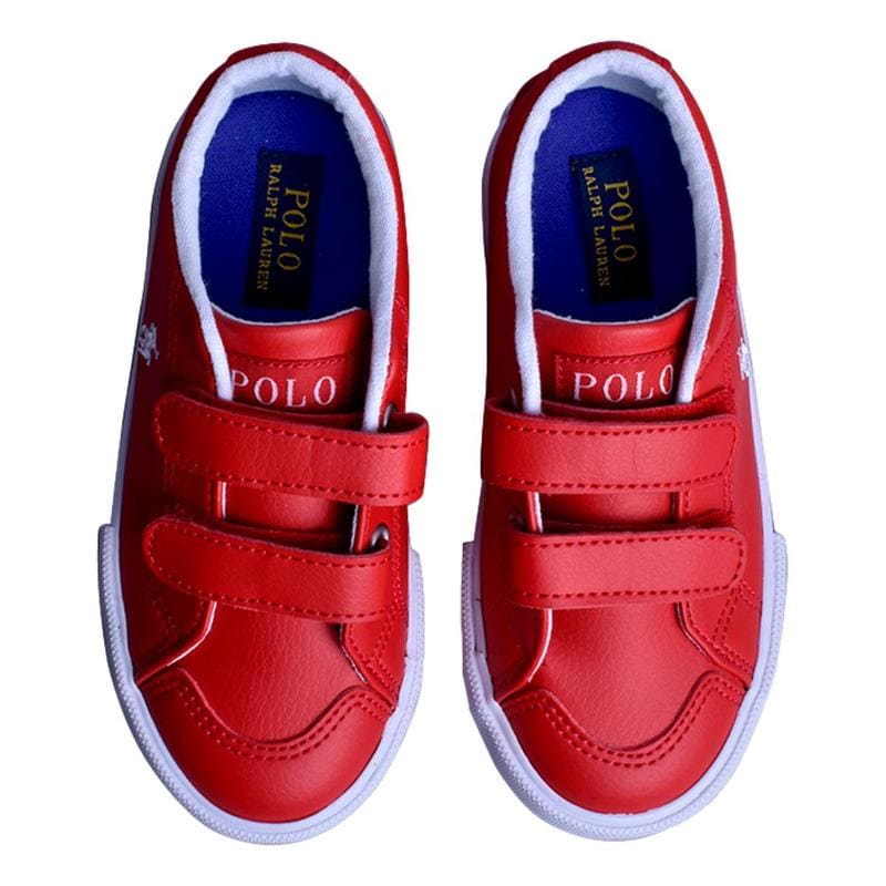 Tenis Polo Ralph Lauren Para Niño Tipo Vinipiel Rojo Velcro