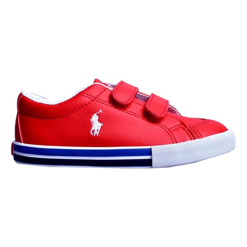 Tenis Polo Ralph Lauren Para Niño Tipo Vinipiel Rojo Velcro