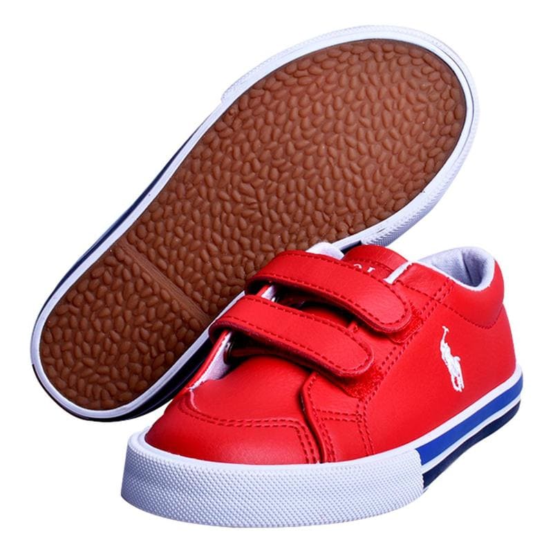 Tenis Polo Ralph Lauren Para Niño Tipo Vinipiel Rojo Velcro