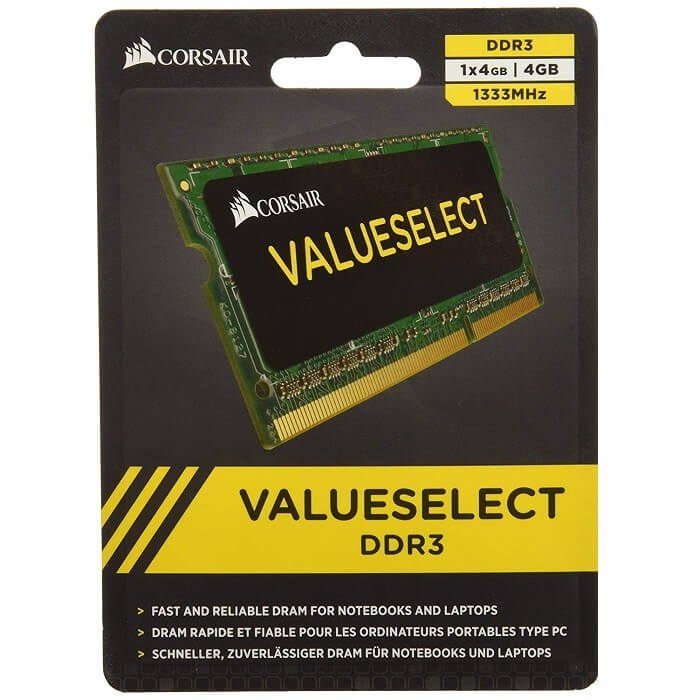 Memoria Ram DDR3 Sodimm Corsair 1333 MHz 4 GB PC3-10600 CMSO4GX3M1A1333C9.