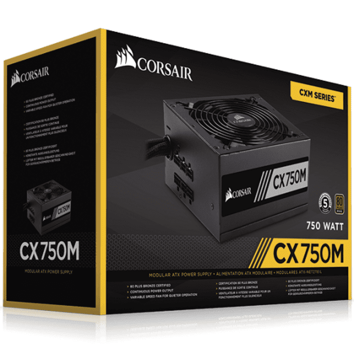 Fuente De Poder Corsair CX Series CX750M 750W Modular 80+ Bronce CP-9020061-NA
