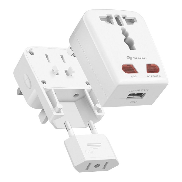 Adaptador Universal Contactos Viaje Con Cargador Usb Steren