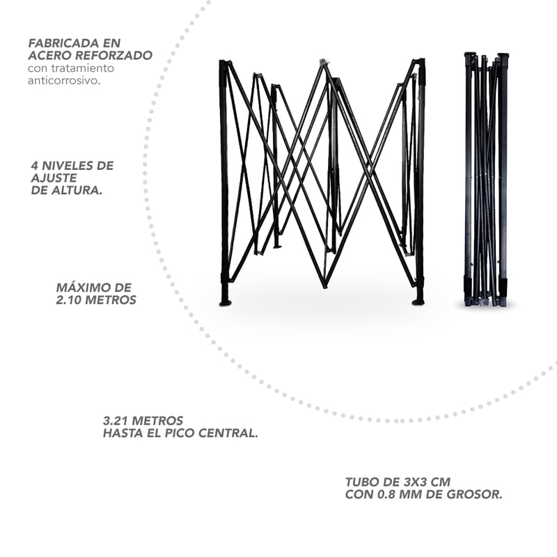 Toldo 3X3 Plegable Reforzado Impermeable Stay Elit Carpa					