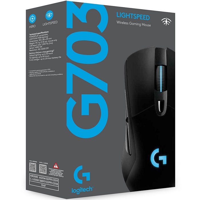 Mouse Logitech G703 Lightspeed HERO Inalambrico USB Gaming 910-005639