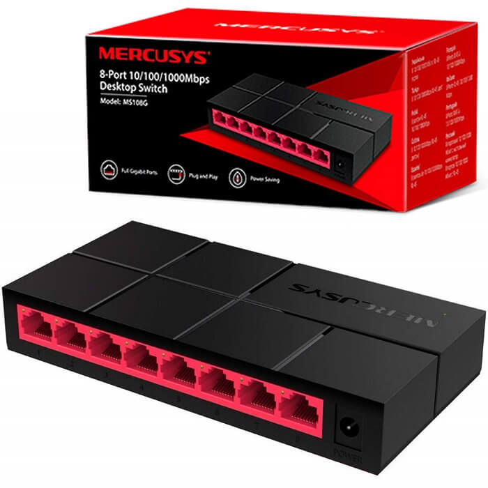 Switch 8 Puertos Mercusys MS108G Gigabit 10/100/1000 Mbps