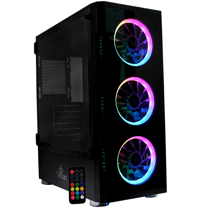 Gabinete YeYian SHADOW 2200 3 Ventiladores LED RGB Vidrio Templado YGS-68808