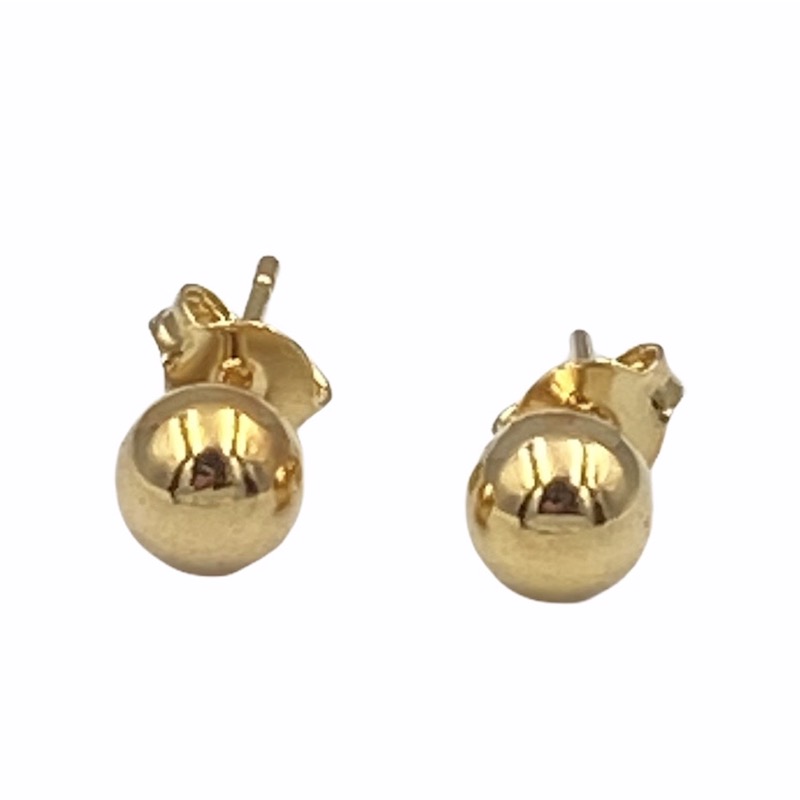 Aretes Bolita Dorada-Baño de Oro 18K