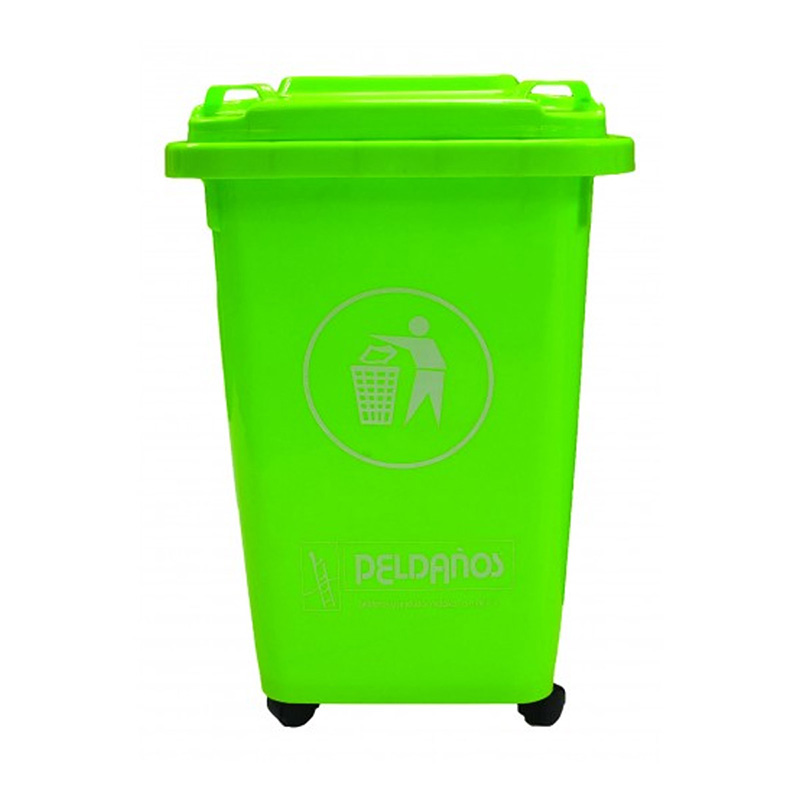 Bote Para Basura 60L Con Ruedas Y Tapa Verde 703384 Peldaños