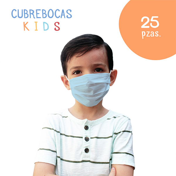 Cubrebocas Infantiles Termosellado Plisado De 3 Capas *25Pzs.