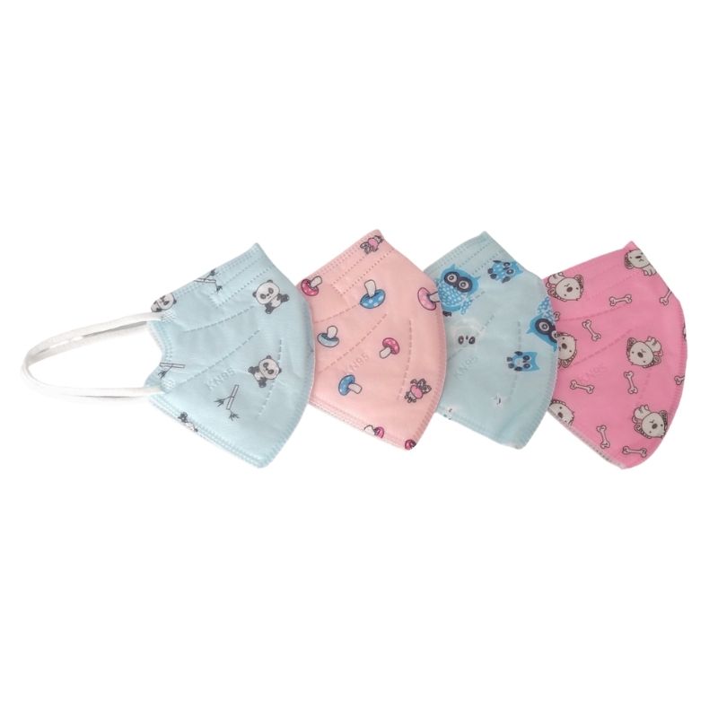 10pz Cubrebocas KN95 para Niños, Mascarilla Infantil, Estampado, en Empaque Individual -Azul/Rosa