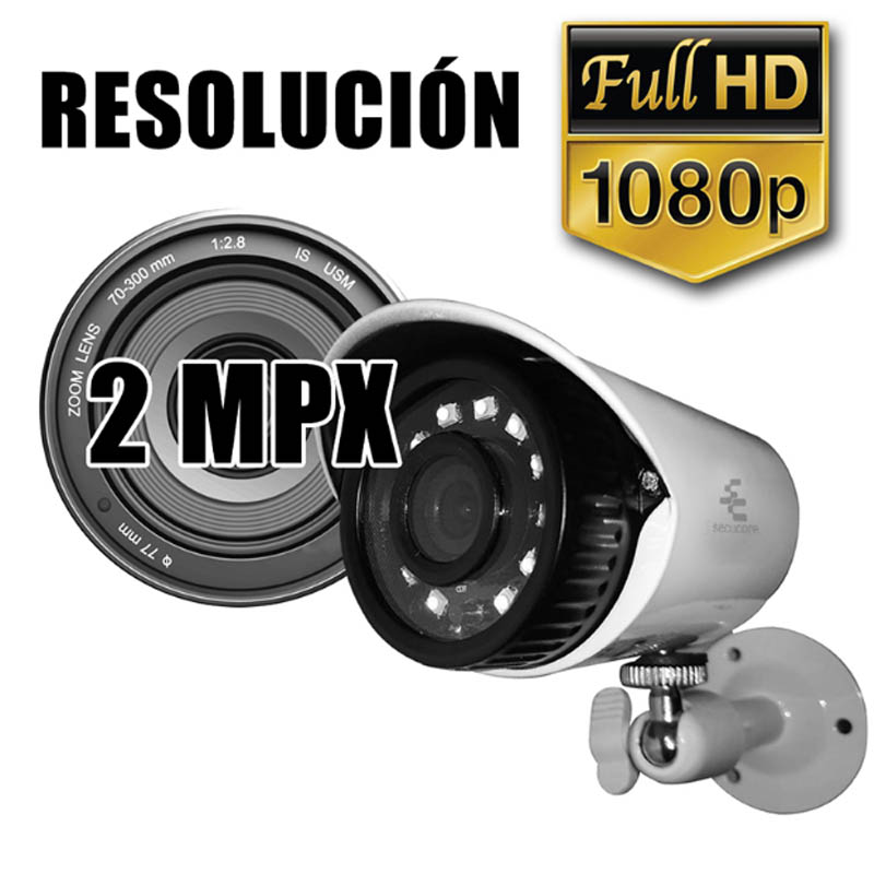 Camara Cctv Bullet Exterior Video 1080p 2 MP Angulo Amplio 
