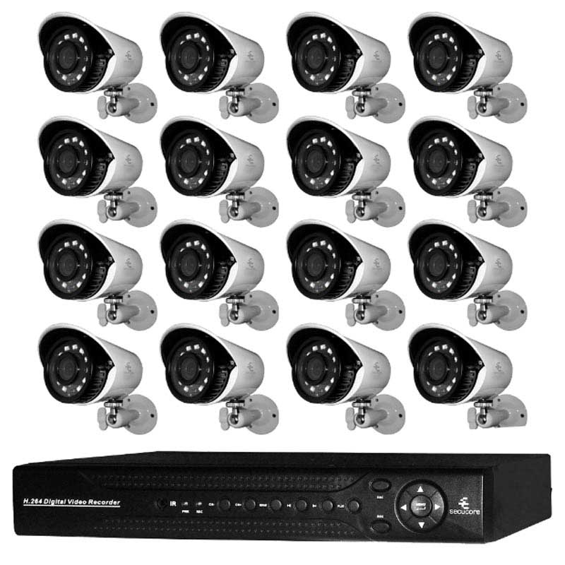 Kit CCTV 16 Camaras Exterior Angulo Amplio Video HD 1080p