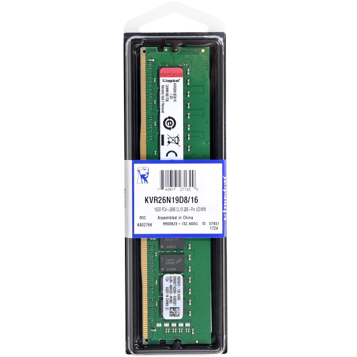 Memoria Ram DDR4 Kingston 2666MHz 16GB PC4-21300 KVR26N19D8/16