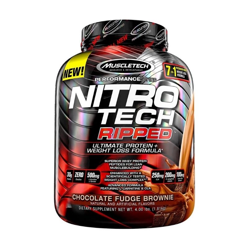 Mezcla de Proteínas y Aminoácidos Nitro-Tech Ripped Chocolate Fudge Brownie 4 lb (1.81kg) Muscletech