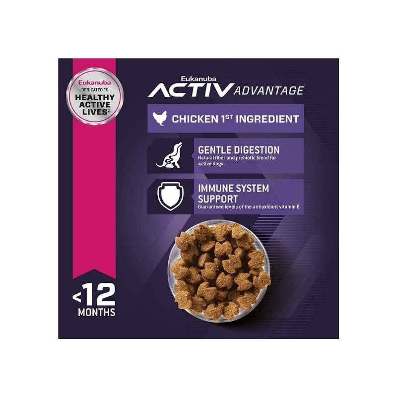 Comida para Cachorros Eukanuba Puppy de 2 a 12 meses Active Advantage, sabor a Pollo, 2 kg