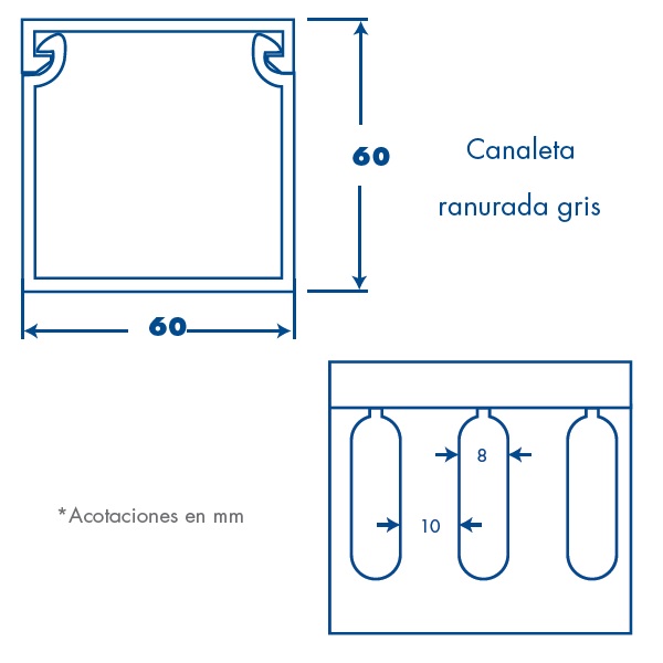 CANALETA RANURADA GRIS 60X60 THORSMAN 8901-01256