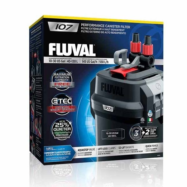 HAGEN FILTRO FLUVAL 107 PARA ACUARIOS DE HASTA 130 LT , YA INCLUYE SUS CARGAS.