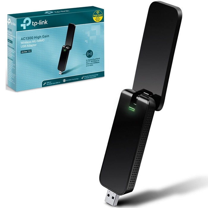 Adaptador De Red Inalambrica USB Tp-Link ARCHER T4U Banda Dual AC1300.