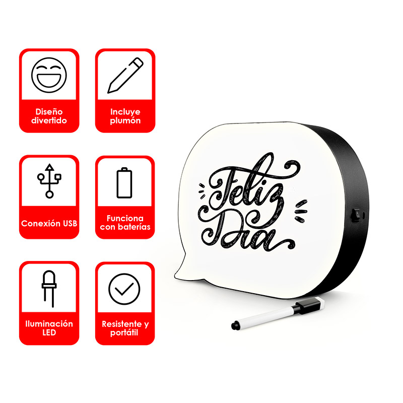 Pizarrón Letrero Luminoso LED Burbuja Diálogo USB Redlemon.