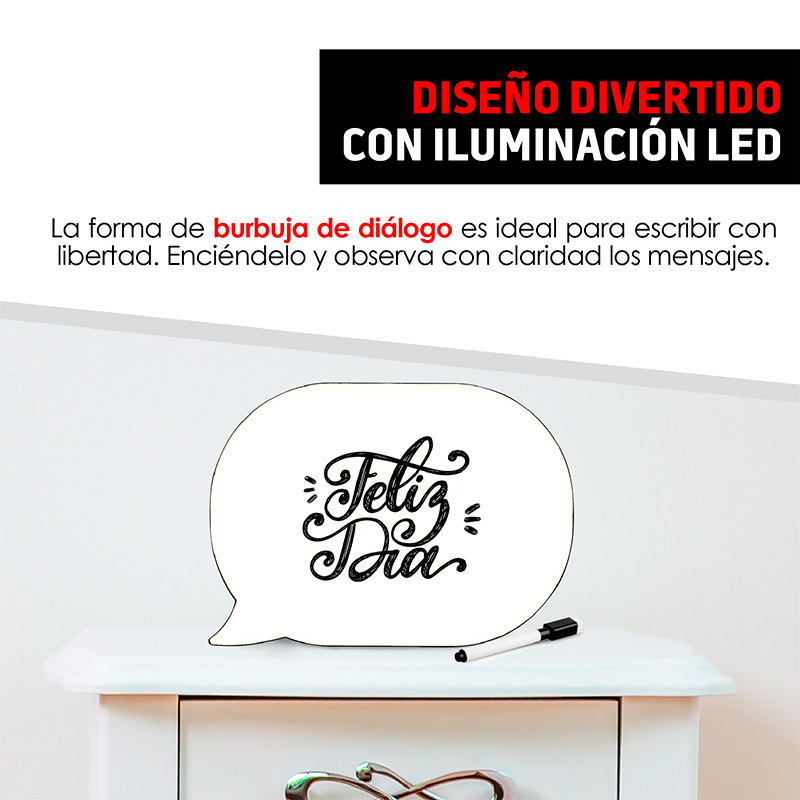 Pizarrón Letrero Luminoso LED Burbuja Diálogo USB Redlemon.